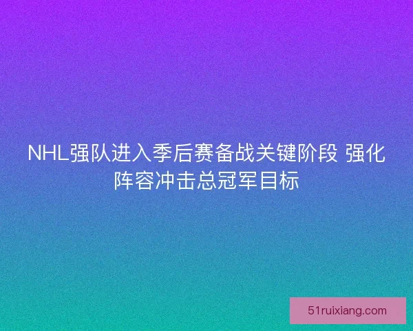 NHL强队进入季后赛备战关键阶段 强化阵容冲击总冠军目标